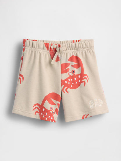 Açık Kahverengi Relaxed Logo Fransız Havlu Kumaş Pull-on Şort