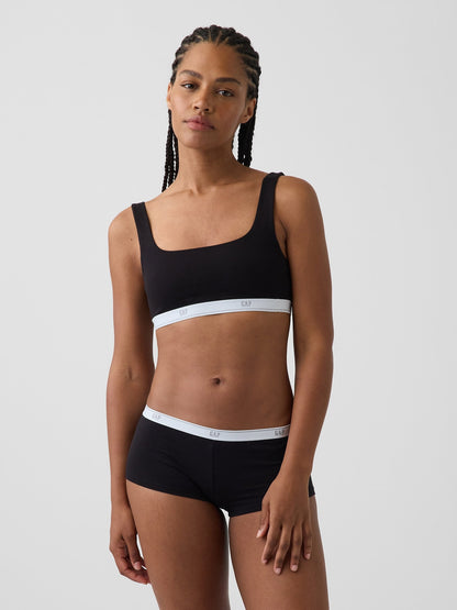 Siyah Softmade Organik Stretch Pamuk Gap Logo Bralet