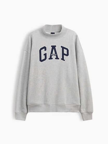 Gri Vintagesoft Oversized Mockneck Logo Sweatshirt