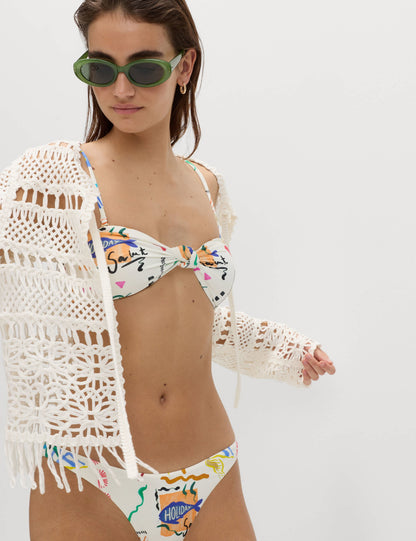 Desenli Bandeau Bikini Üstü