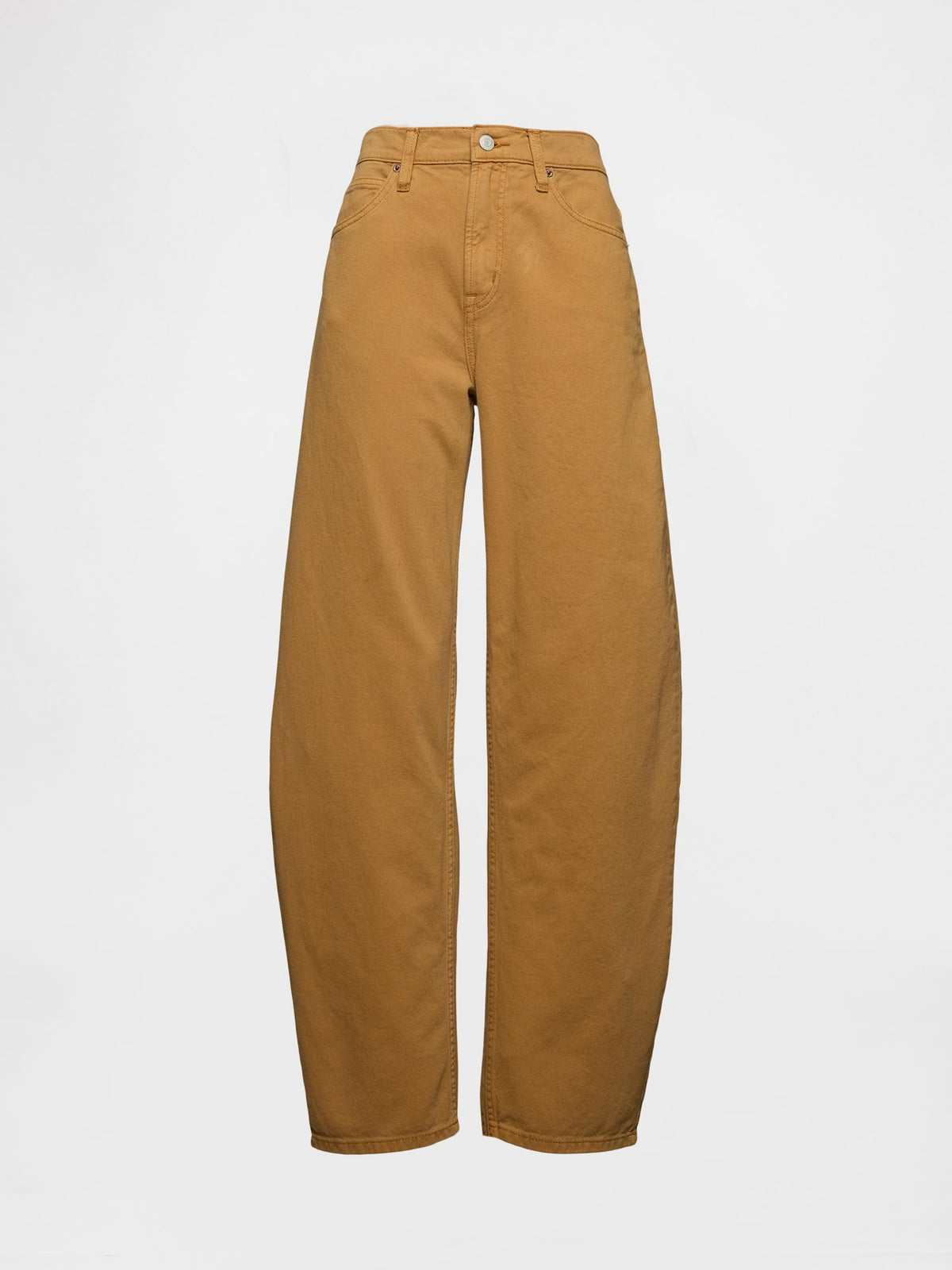 Koyu Bej High Rise Barrel Jean Pantolon