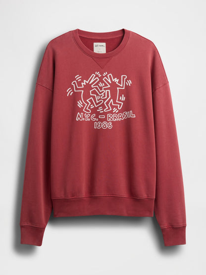 Koyu Kırmızı Keith Haring Heavyweight Logo Sweatshirt