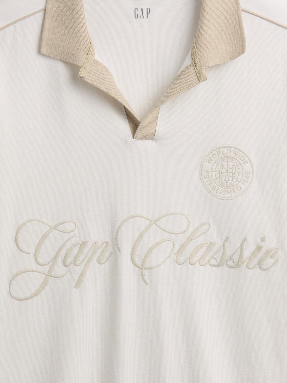 Beyaz Relaxed Gap Logo Rugby Polo T-shirt
