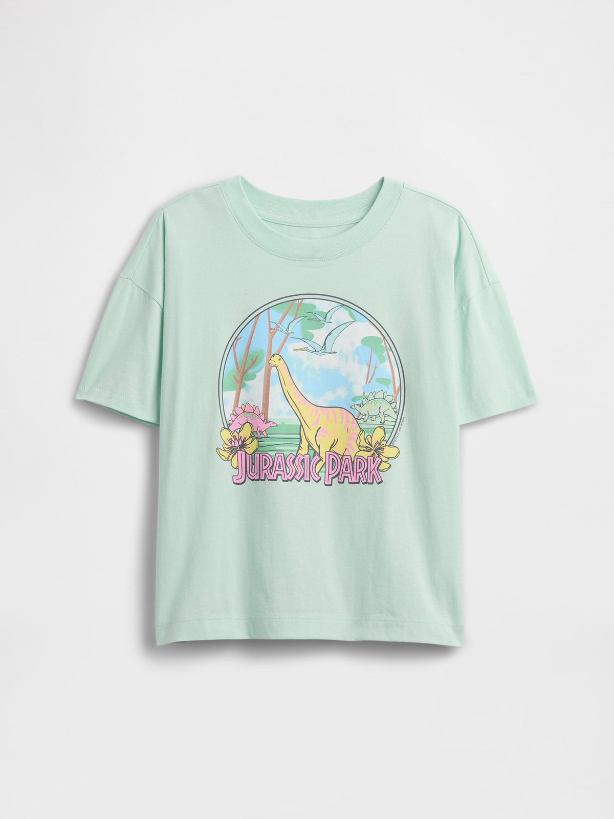 Yeşil Jurassic Park Grafik Baskılı T-shirt