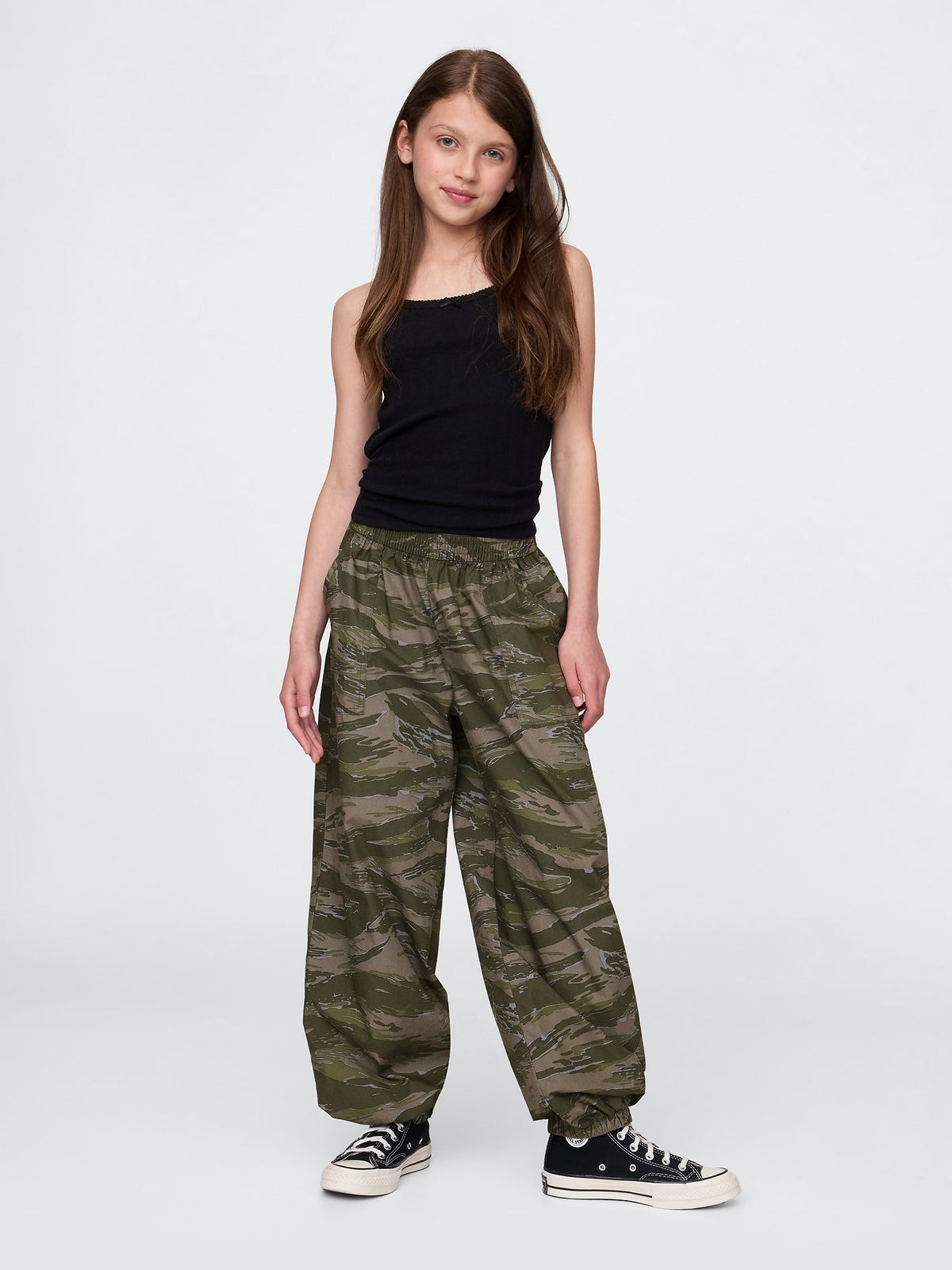 Siyah Baskılı Poplin Baggy Jogger Pantolon