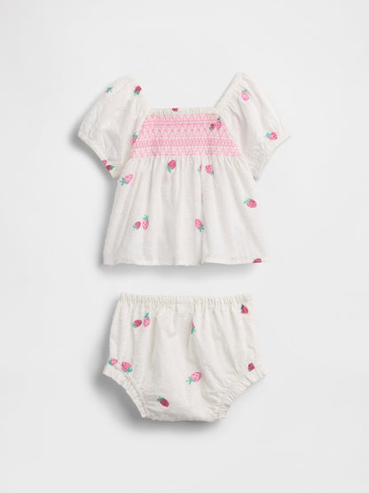 Beyaz Smocked Strawberry Outfit Set