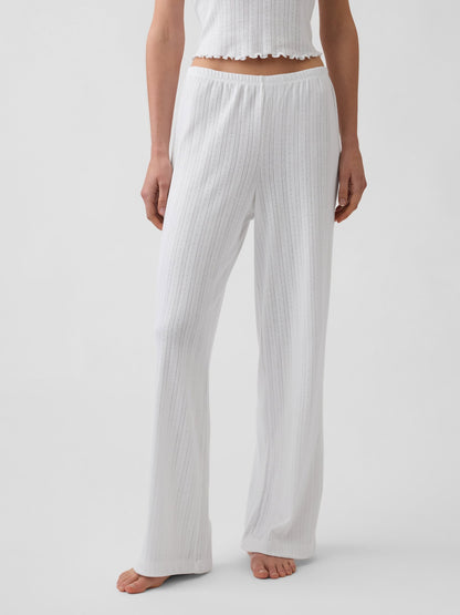 Beyaz Pointelle Pijama Altı