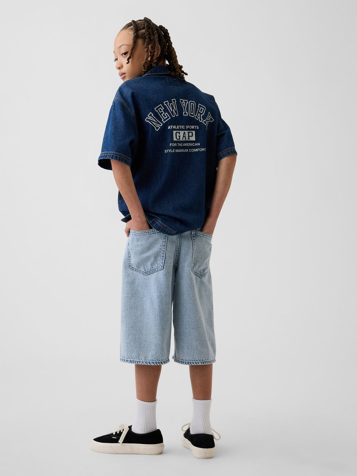 Açık Mavi Kids Ultrasoft Denim Baggy Şortlar