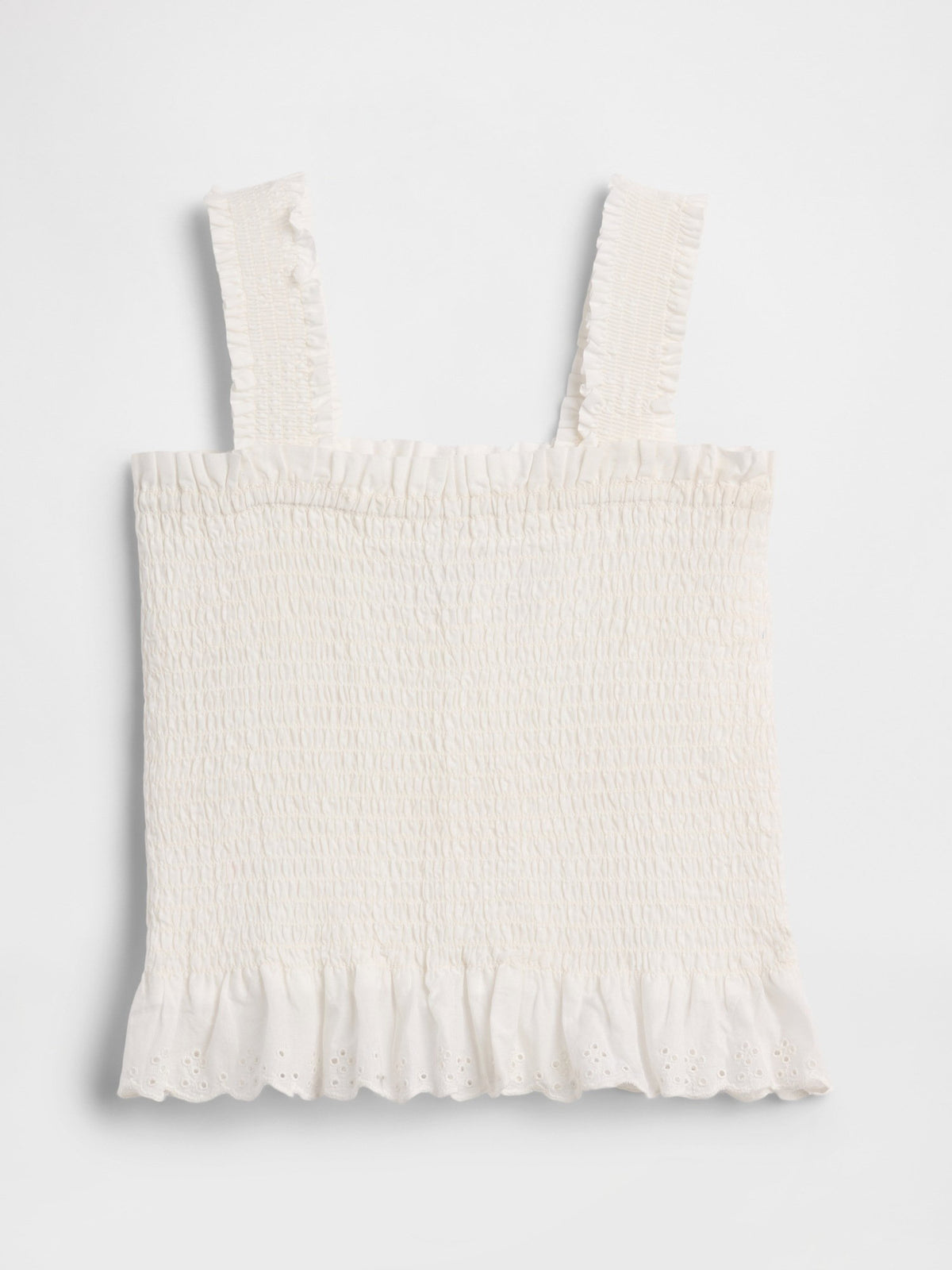 Beyaz Smocked Peplum Bluz