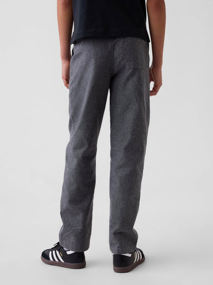 Siyah Keten Karışımı Relaxed Easy Pantolon