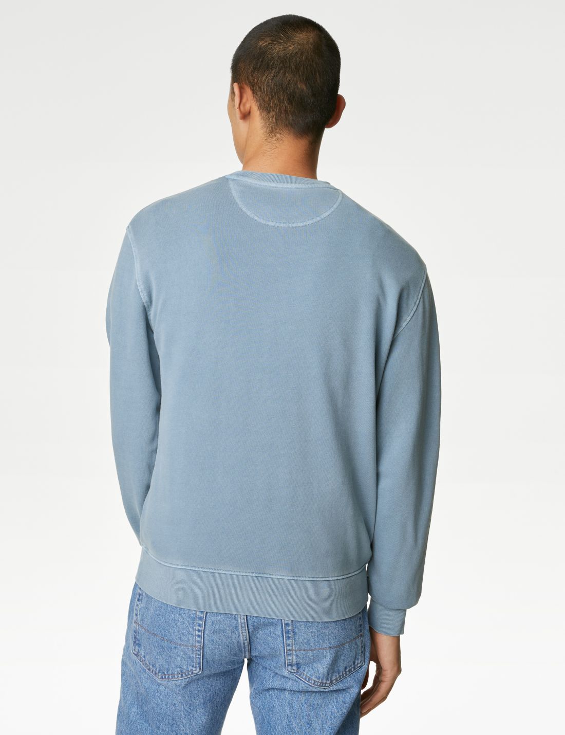Saf Pamuklu Yuvarlak Yaka Sweatshirt