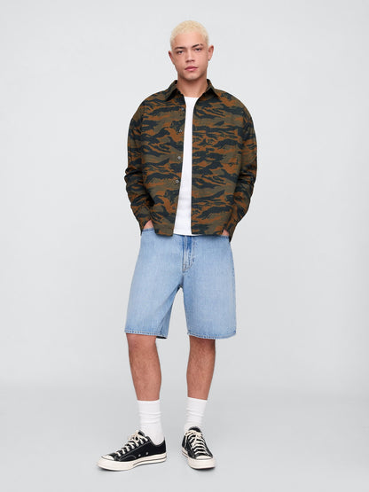 Kamuflaj Kamuflaj Desenli Boxy Fit Oxford Gömlek
