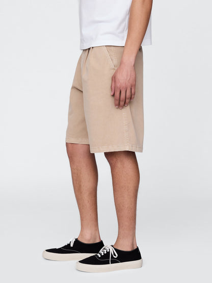Bej Pileli Khaki Şort
