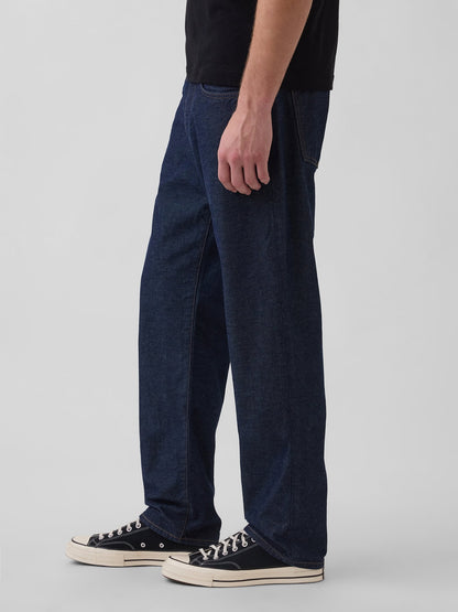 Koyu Mavi Relaxed Straight Jean Pantolon