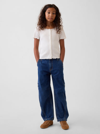 Koyu Mavi Barrel Kargo Jean Pantolon