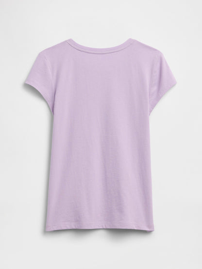 Lila Grafik Baskılı T-shirt