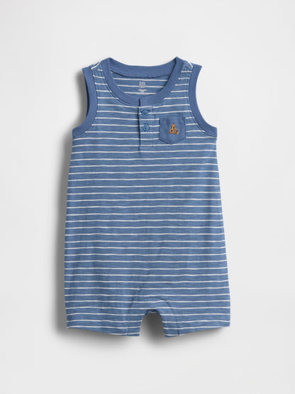 Mavi Organik Pamuk Henley Shorty Tulum