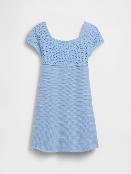 Açık Mavi Crochet Triko Elbise