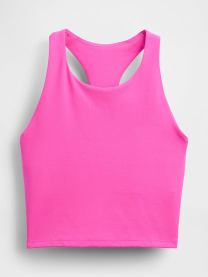 Pembe Halter Yaka Crop Spor Üst