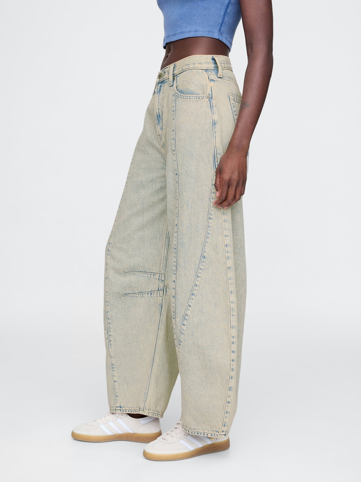 Bej High Rise Horseshoe Jean Pantolon