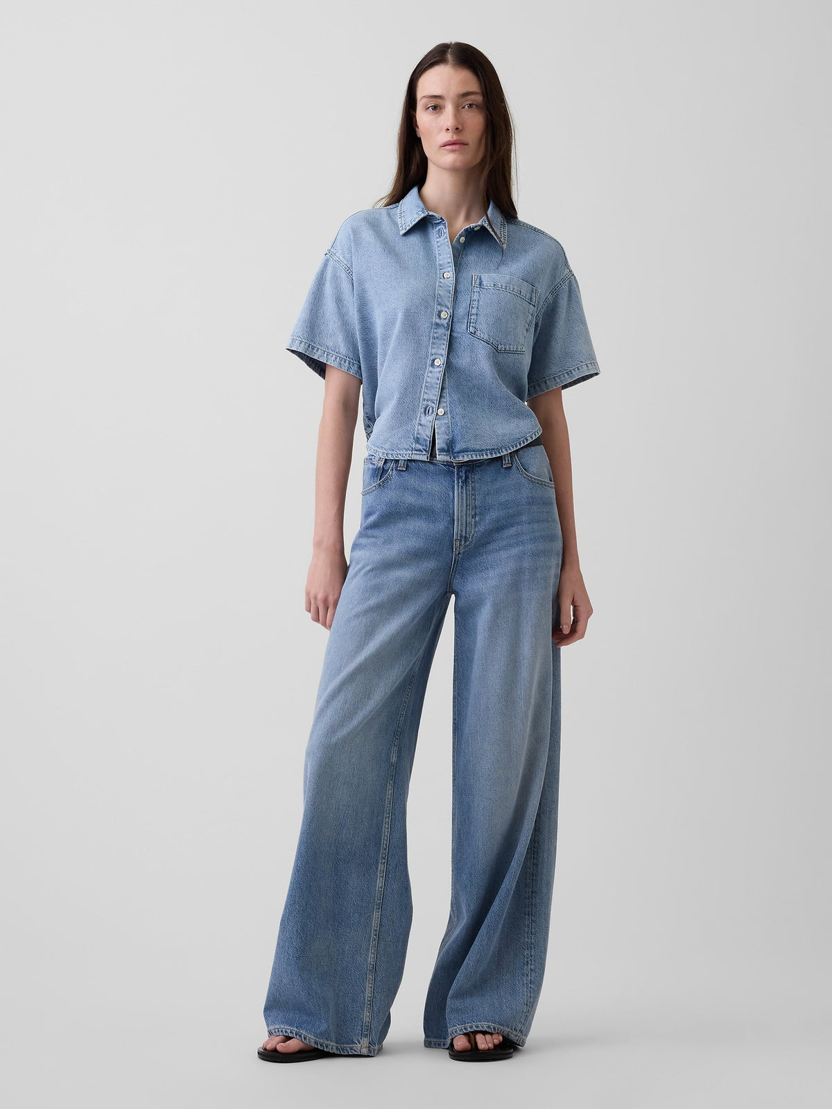 Açık Mavi Ultrasoft Denim Oversized Kamp Gömlek