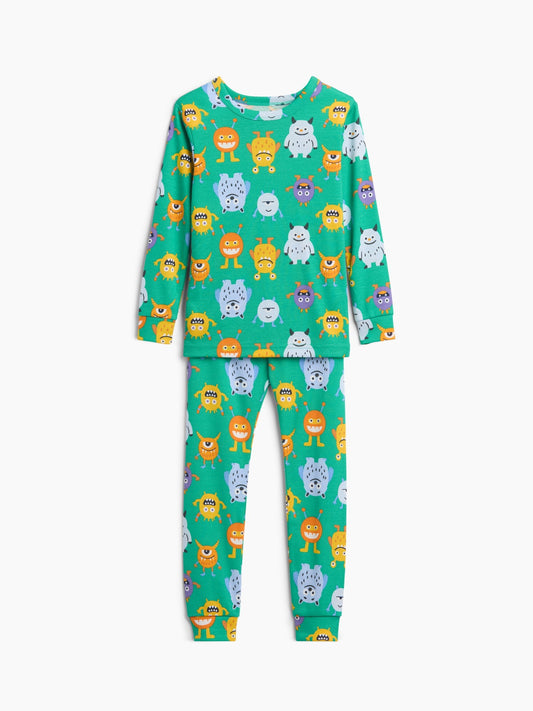 Yeşil Halloween Baskılı Pijama Takımı