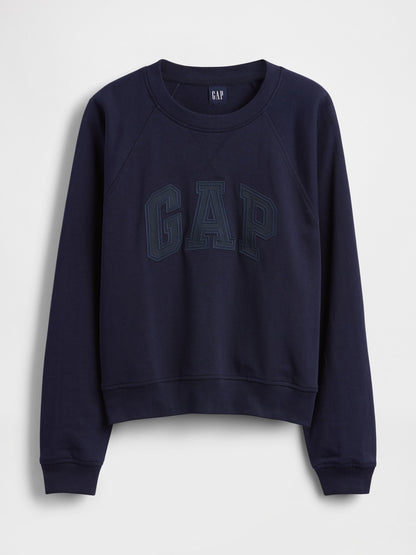 Siyah Fransız Havlu Kumaş Raglan Logo Sweatshirt