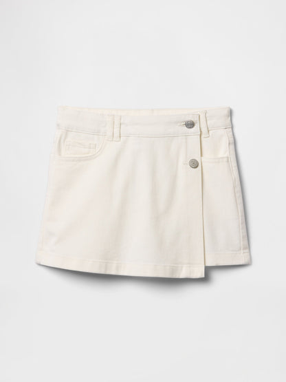 Kırık Beyaz Denim Şort Etek