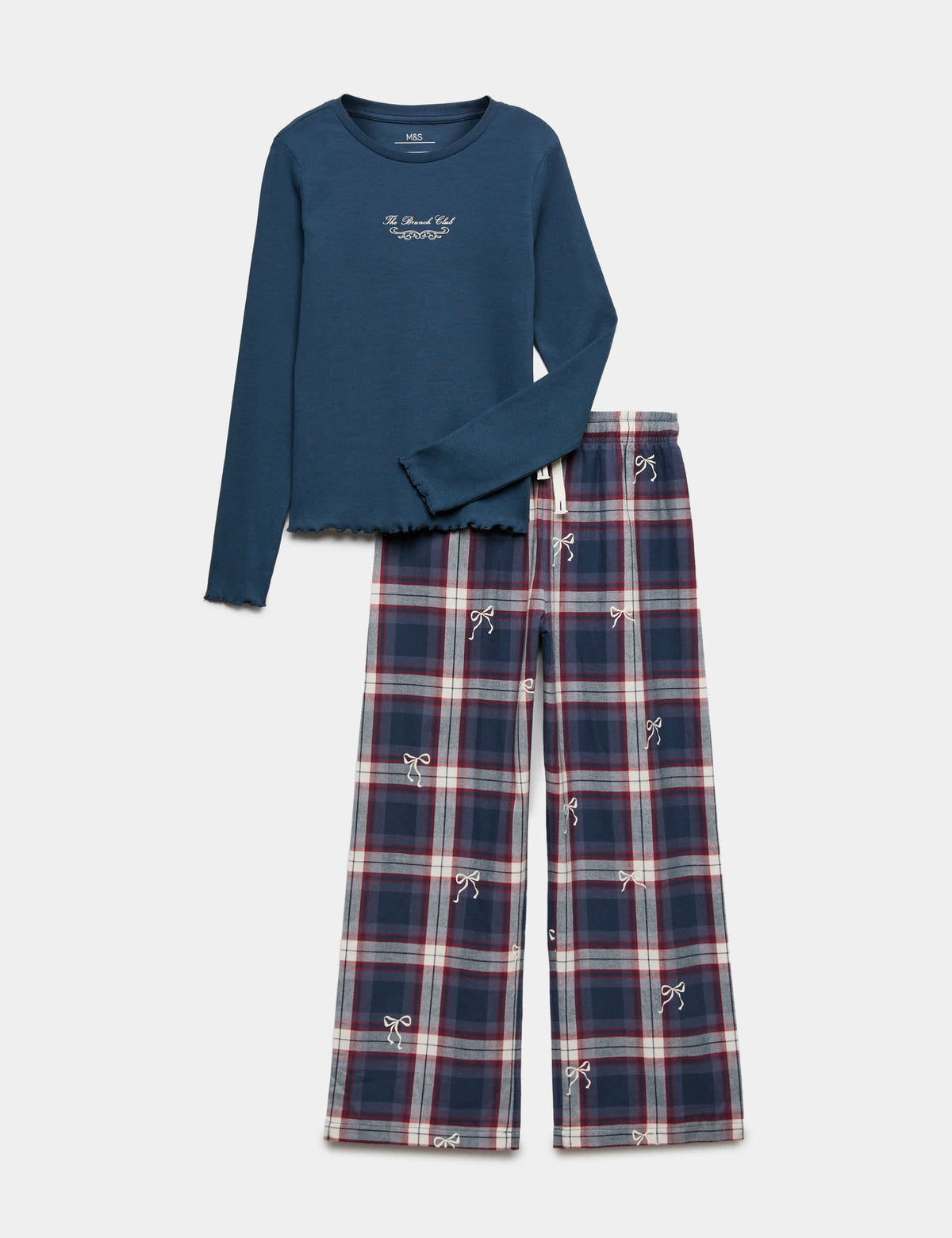 Pamuk Karışımlı Ekose Desenli Çocuk Pijama Takımı