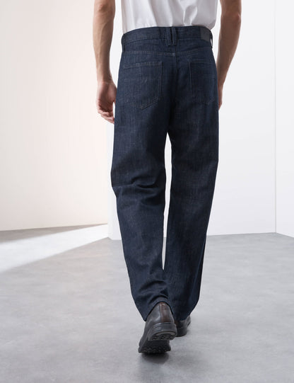 Keten Karışımlı Geniş Paça Jean Pantolon