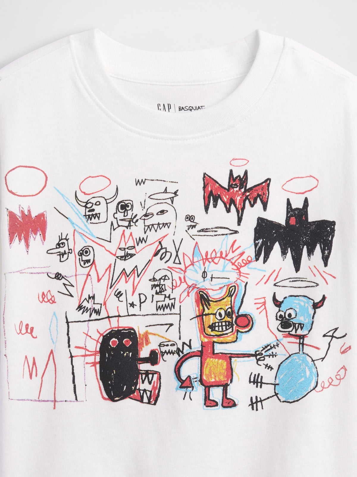 Beyaz Jean-michel Basquiat Grafik Baskılı T-shirt