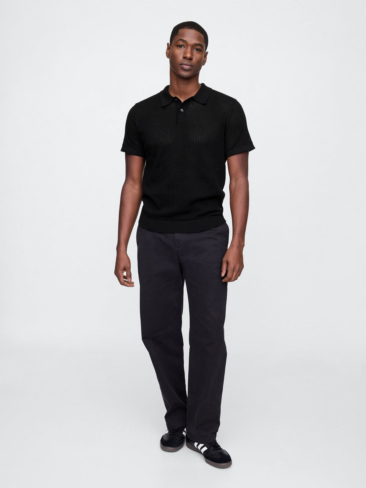 Siyah Polo Yaka Kroşe T-shirt