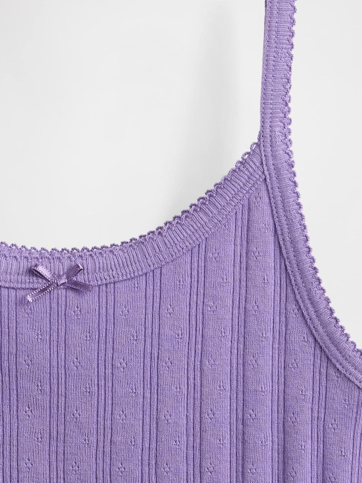 Mor Pointelle Fitilli Cami Bluz