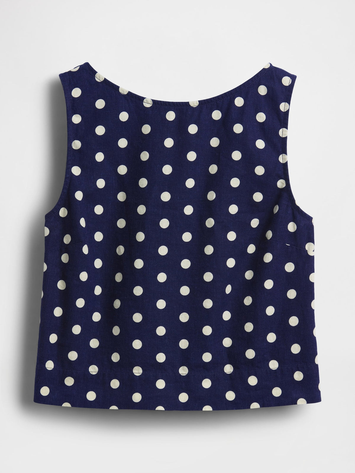 Lacivert Keten Karışımlı Crop Shell Kolsuz Bluz