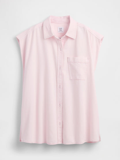 Açık Pembe Gap × Hfr Ultrasoft Denim Wide-shoulder Gömlek By Nicole Benefield Portfolio