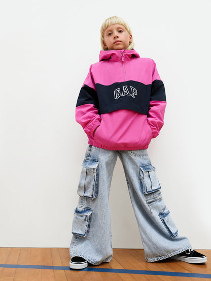 Açık Mavi Mid Rise Double Kargo Baggy Jean Pantolon