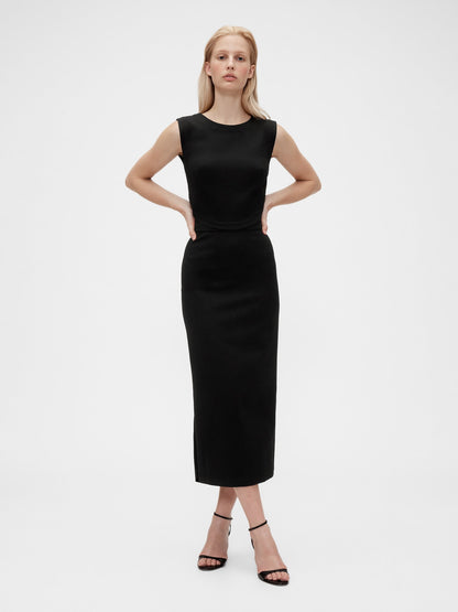 Siyah Gapstudio Jersey Midi Elbise