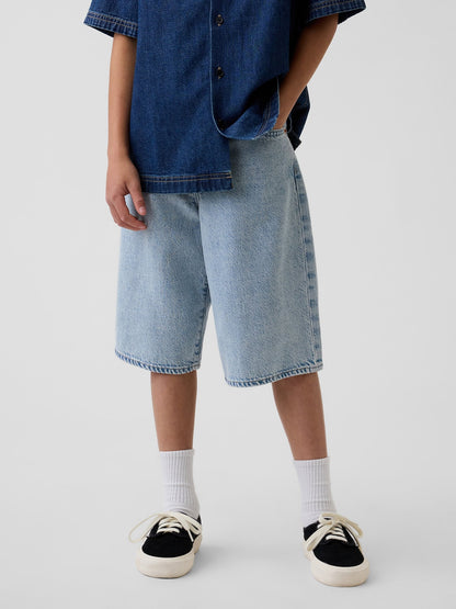 Açık Mavi Kids Ultrasoft Denim Baggy Şortlar