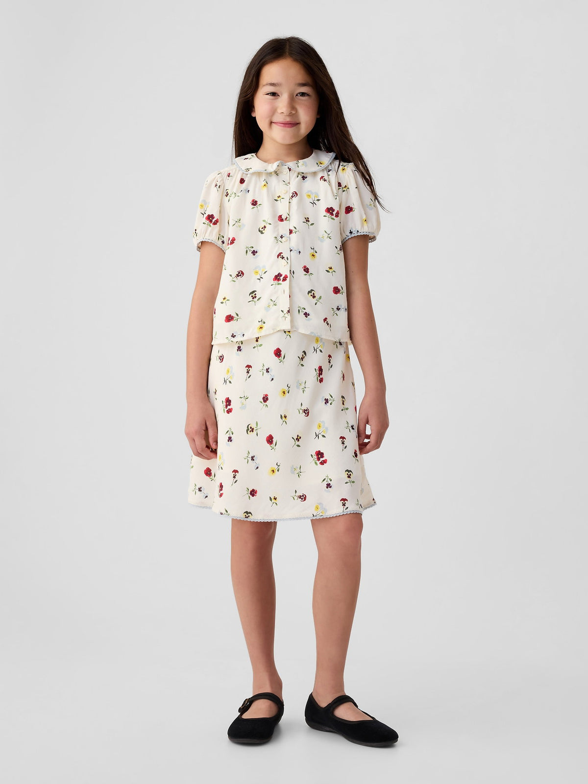 Beyaz Gap × Dôen Çiçek Desenli Mini Etek