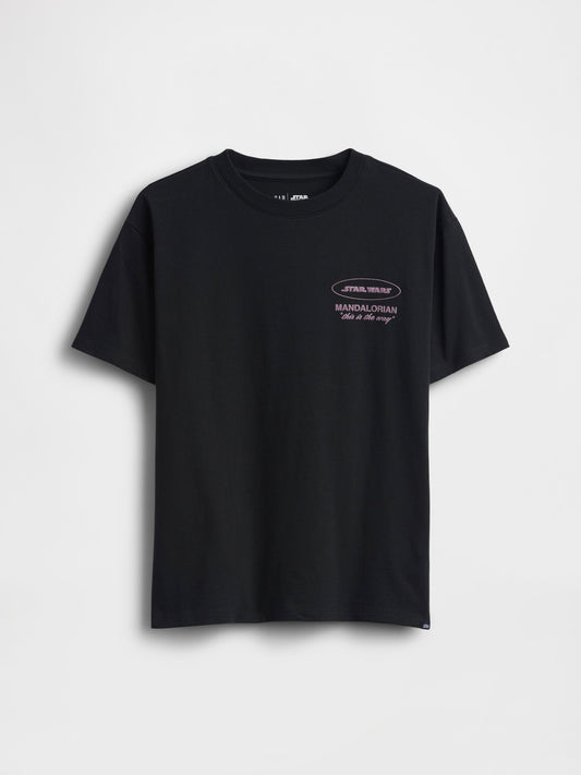 Siyah Star Wars Relaxed Grafik Baskılı T-shirt