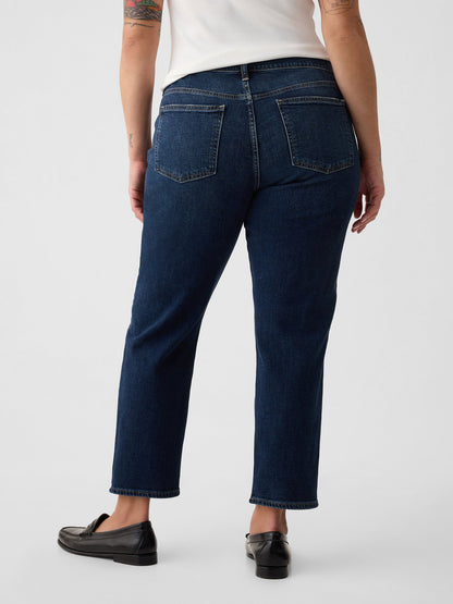 Koyu Mavi Mid Rise Girlfriend Jean Pantolon