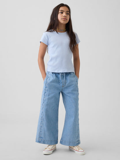 Açık Mavi High Rise Stride Easy Wide-leg Ankle Jean Pantolon