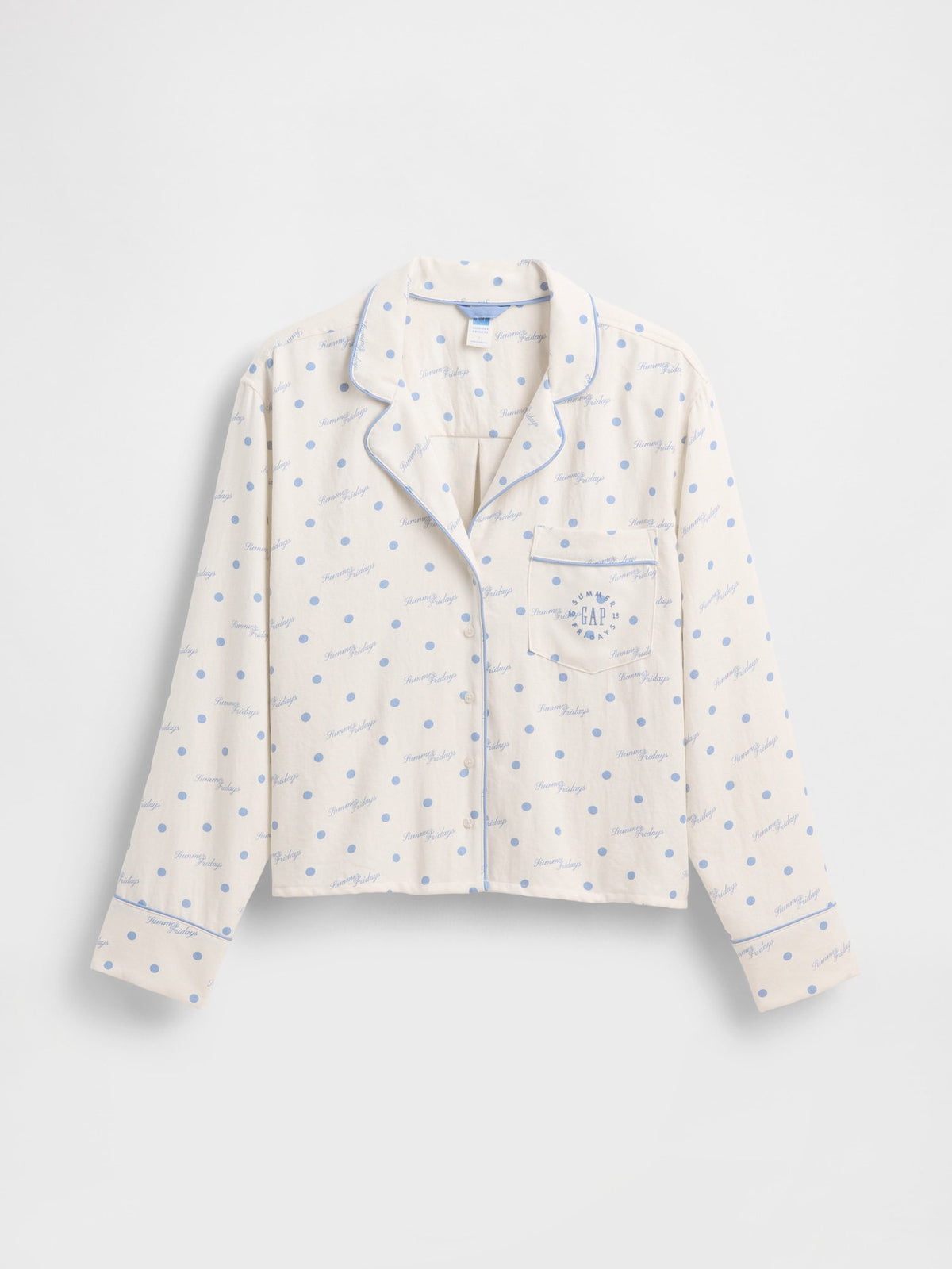 Kırık Beyaz Gap × Summer Fridays Relaxed Flannel Dotted Pijama Üstü