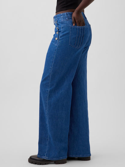 Mavi Gap × Hfr High Rise Pintuck Stride Wide-leg Jean Pantolon By Atelier Ndigo