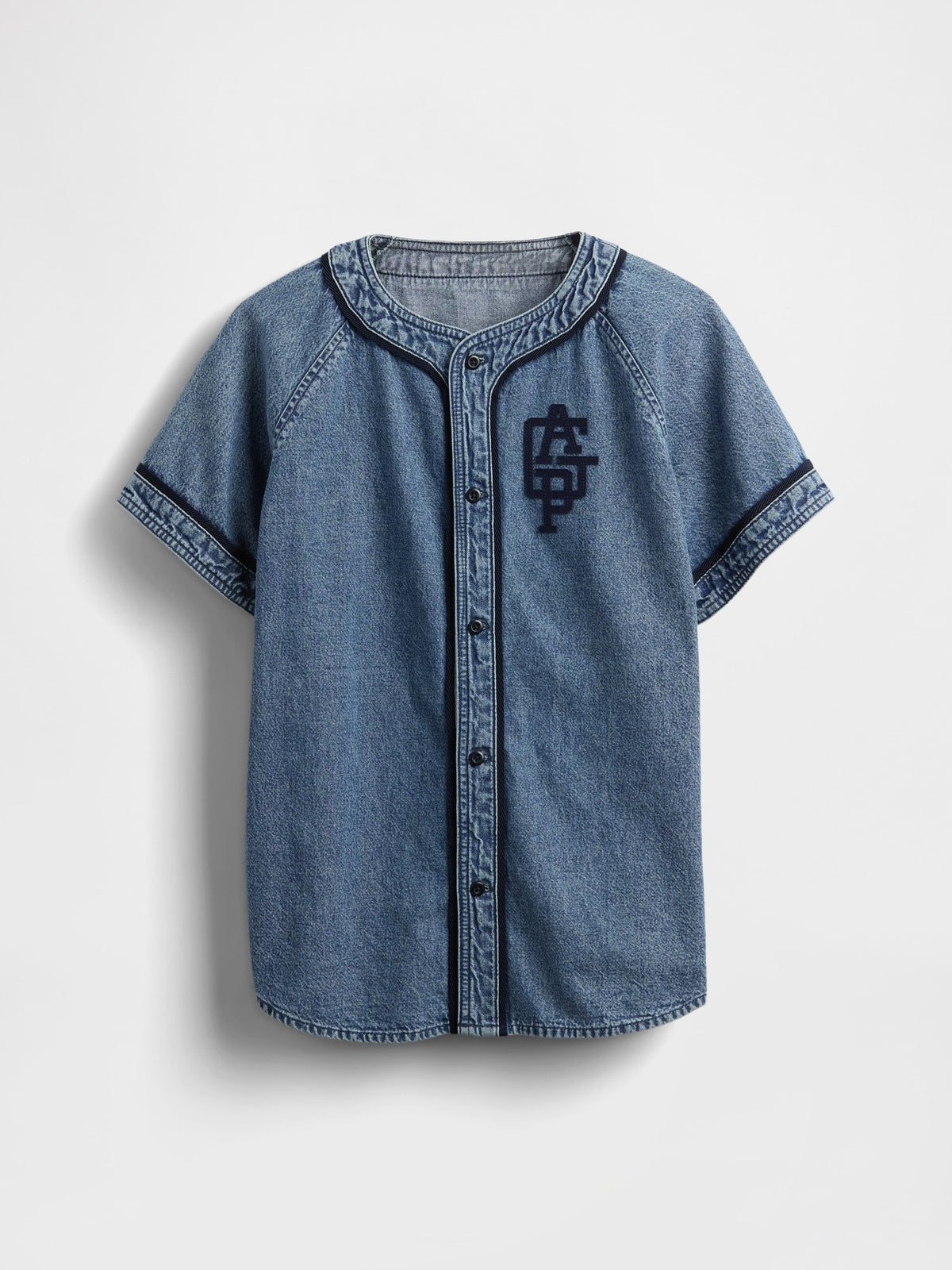 Denim Mavi Denim Gap Logo Beyzbol Jersey Gömlek