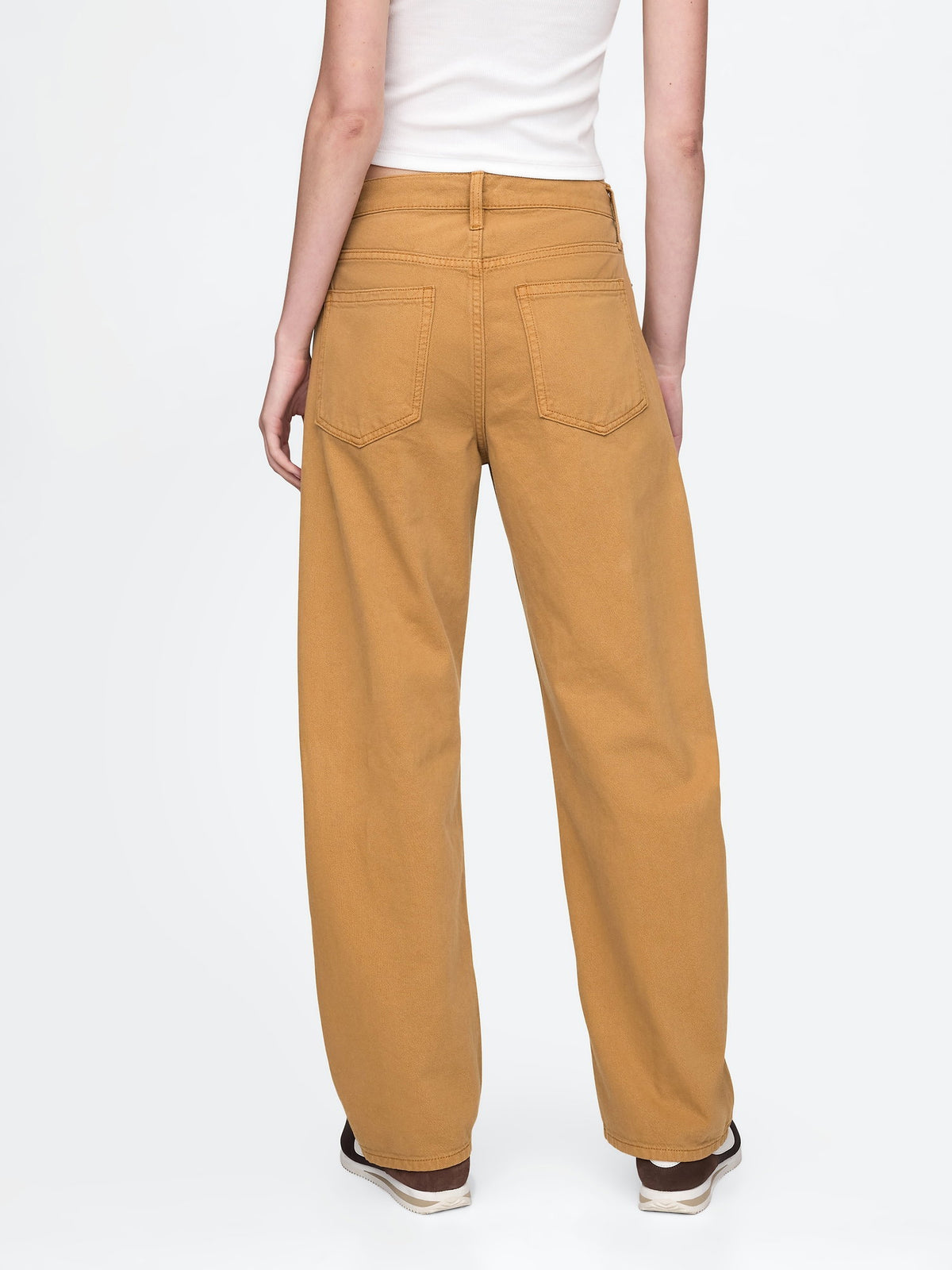 Koyu Bej High Rise Barrel Jean Pantolon
