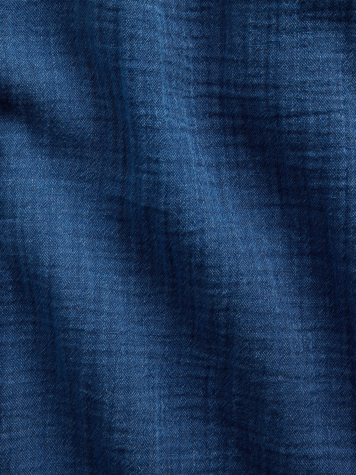 Koyu Mavi Pamuk Gauze Denim Oversized Yakasız Gömlek