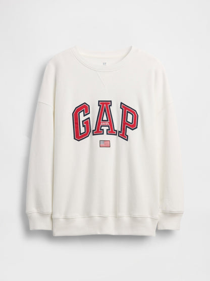Beyaz Vintagesoft Terry Oversized Grafik Baskılı Sweatshirt