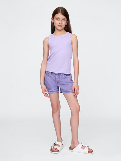 Mor Low Rise Stride Denim Şort