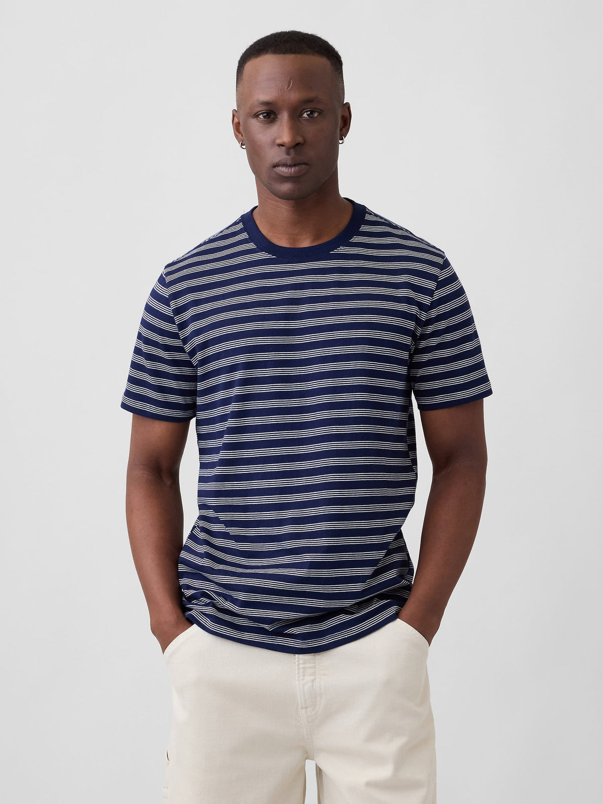 Beyaz Relaxed Bisiklet Yaka T-shirt